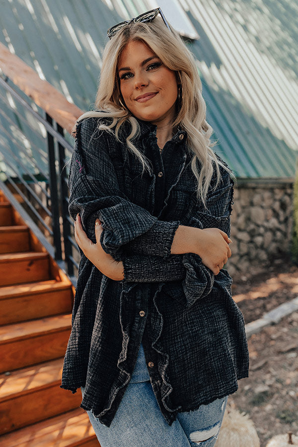Autumn Brunch Button Up In Vintage Black Curves Image - 1