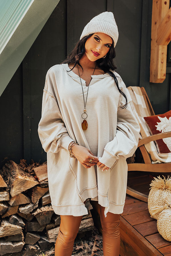 Tres Cozy Oversized Sweatshirt In Stone