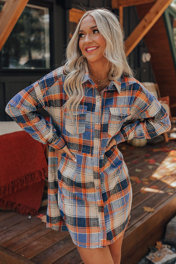 Cold Brew Babe Flannel Babydoll Dress