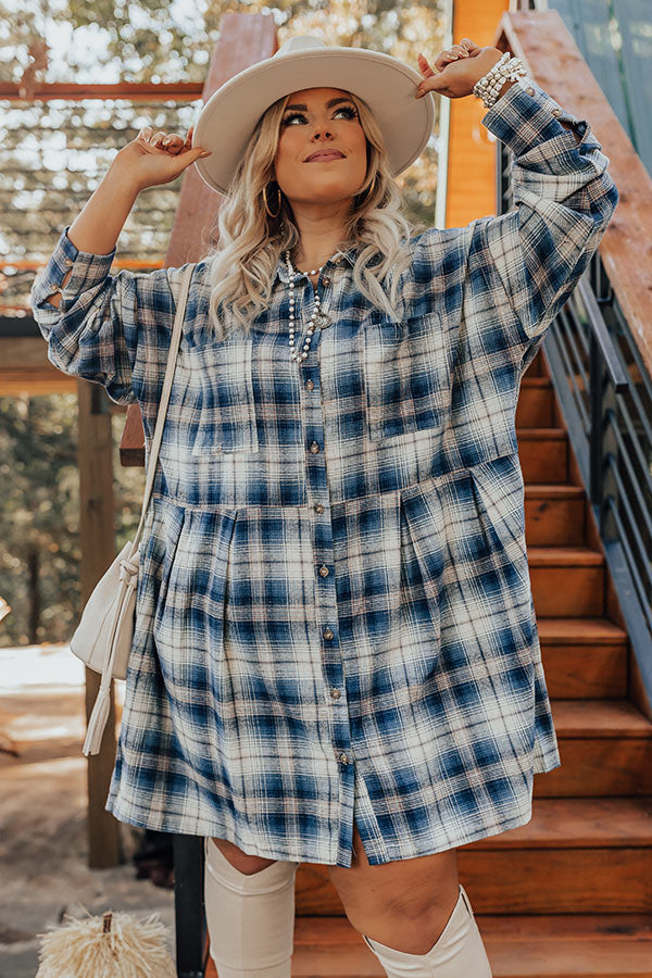 women's flannel shirt dress Holiday Charm Plaid Flannel Shirt Dress in Black Black L