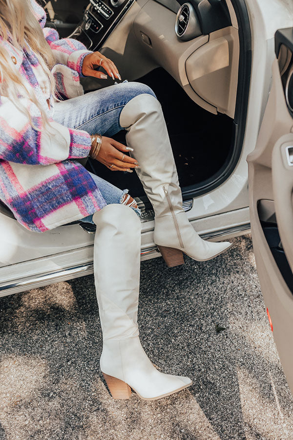 The Spell Faux Leather Over The Knee Boot In White