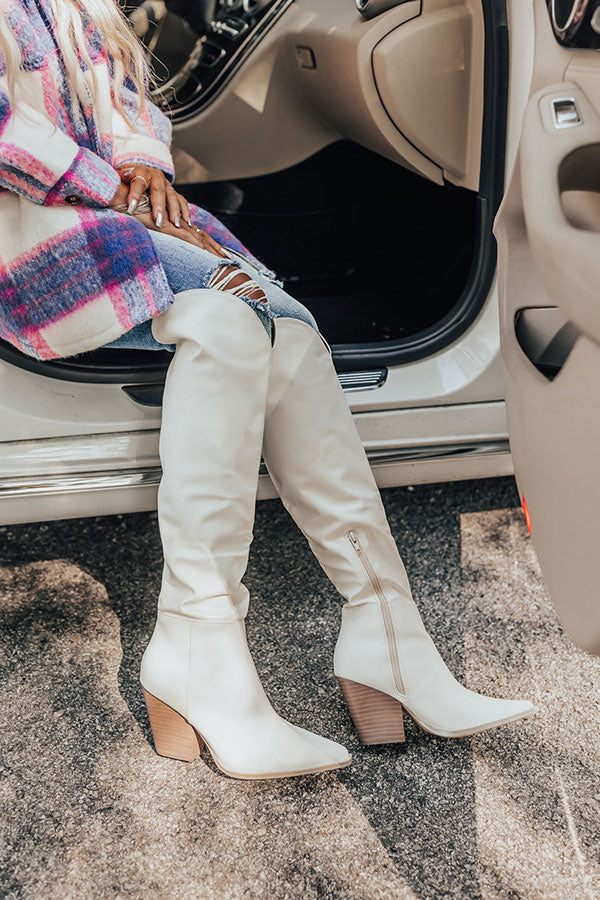 The Spell Faux Leather Over The Knee Boot In White