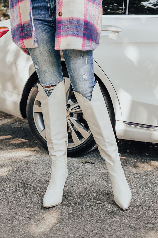 The Spell Faux Leather Over The Knee Boot In White