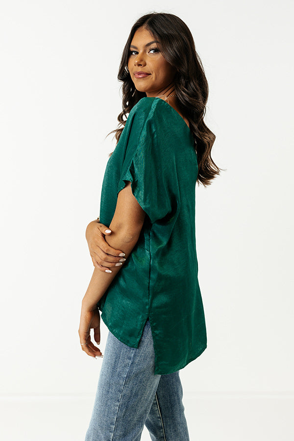 Luxe And Lovely Shift Top In Hunter Green