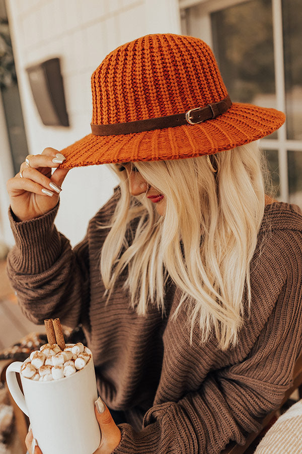 Autumn Sweetheart Knit Fedora In Rust