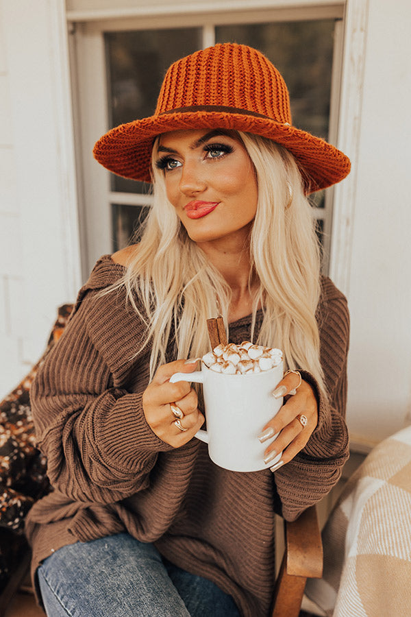 Autumn Sweetheart Knit Fedora In Rust