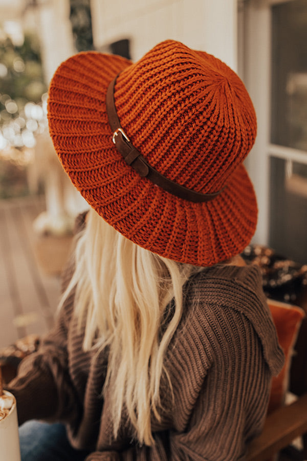 Autumn Sweetheart Knit Fedora In Rust