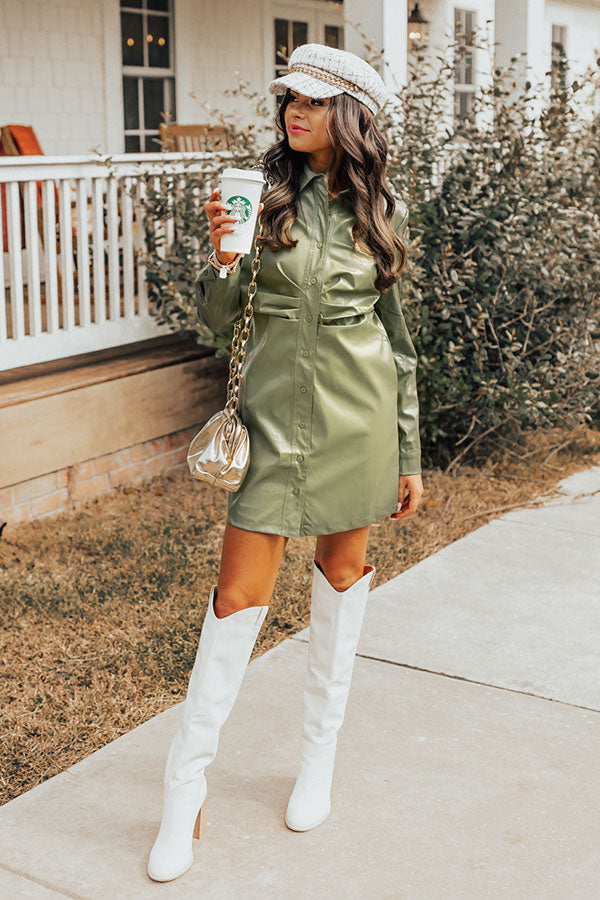 Own The World Faux Leather Dress In Sage Impressions Online Boutique Own The World Faux Leather Dress In Sage Impressions Online Boutique