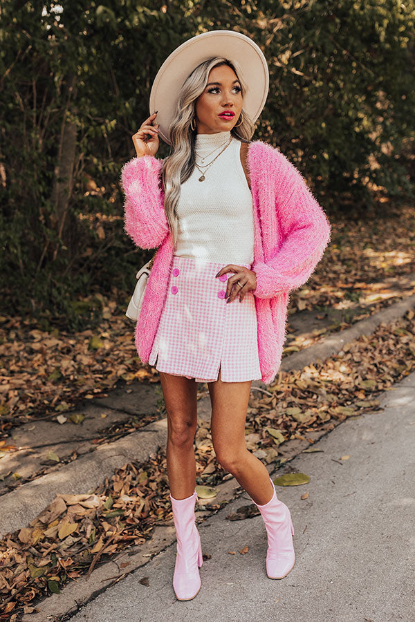 Cuddle So Close Eyelash Knit Cardigan In Pink