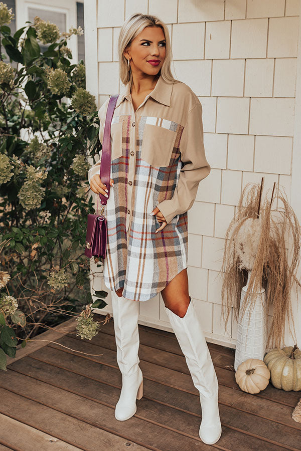 Fall Fields Plaid Dress In Beige