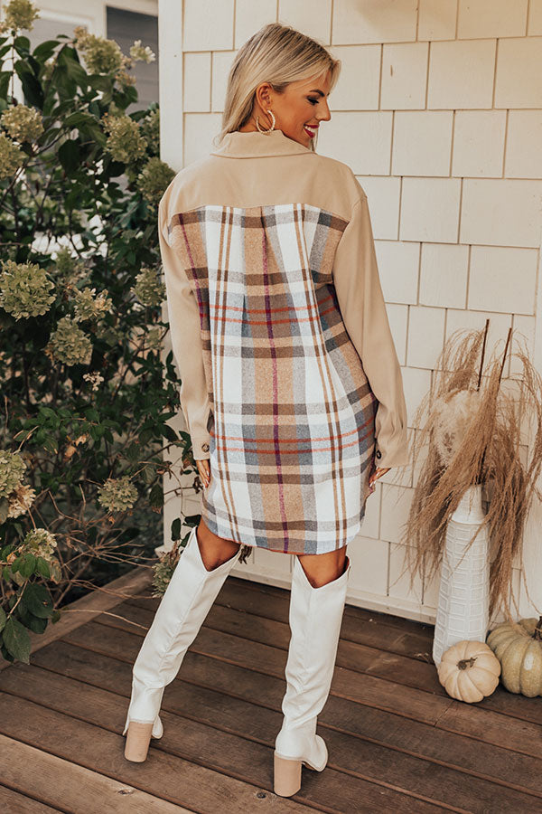 Fall Fields Plaid Dress In Beige