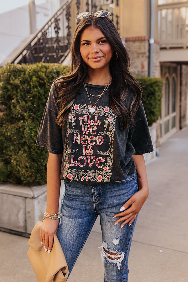 All We Need Is Love Distressed Graphic Tee