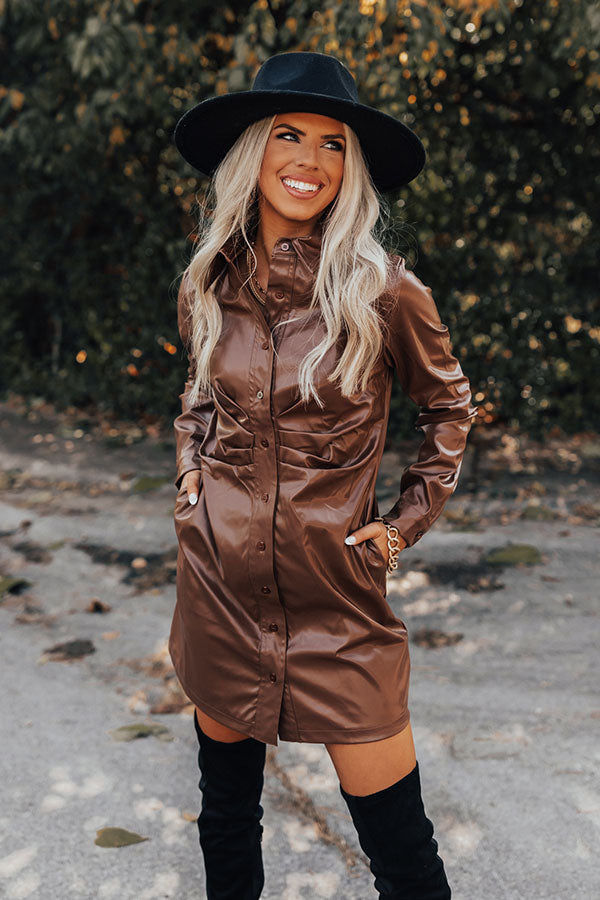 Own The World Faux Leather Dress In Chocolate Impressions Online Boutique Own The World Faux Leather Dress In Chocolate Impressions Online Boutique