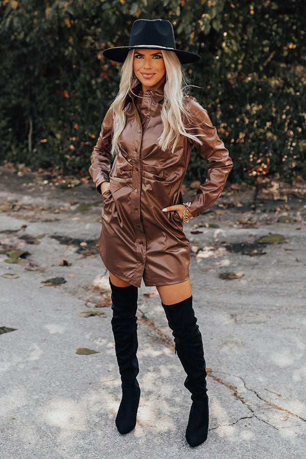 Own The World Faux Leather Dress In Chocolate Impressions Online Boutique Own The World Faux Leather Dress In Chocolate Impressions Online Boutique