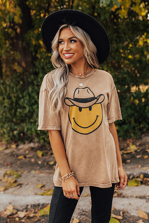 Cowboy Smiley Face Graphic Tee