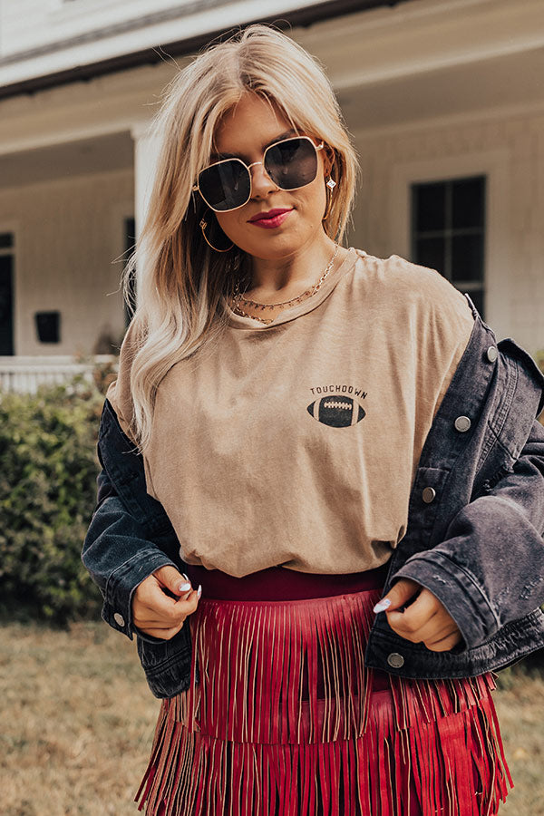 Touchdown Vintage Graphic Tee In Brown Curves Image - 1
