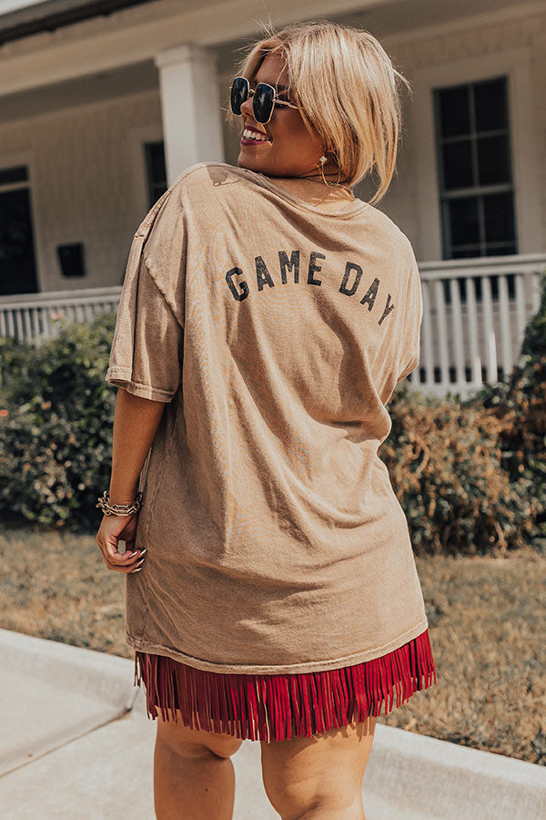 Touchdown Vintage Graphic Tee In Brown Curves Image - 1