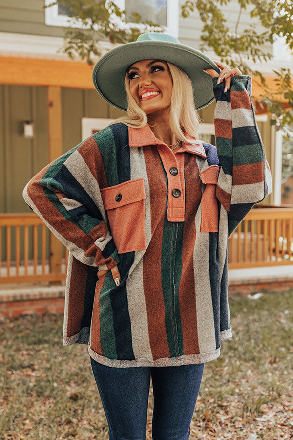 Sweeter In Stripes Sweater In Dark Coral
