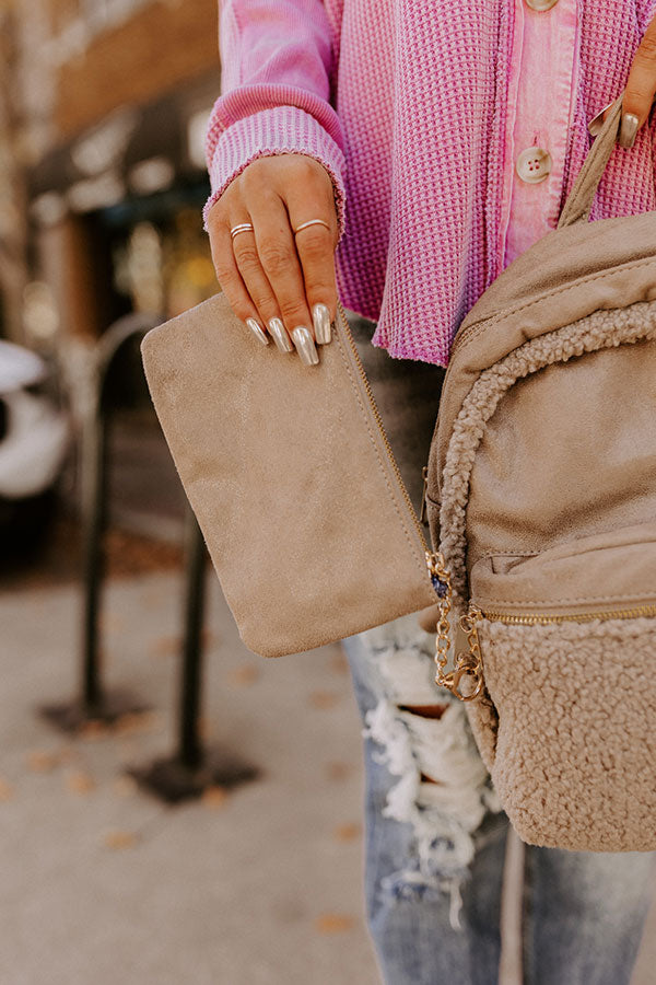Autumn Color Sherpa Backpack In Taupe Image - 1