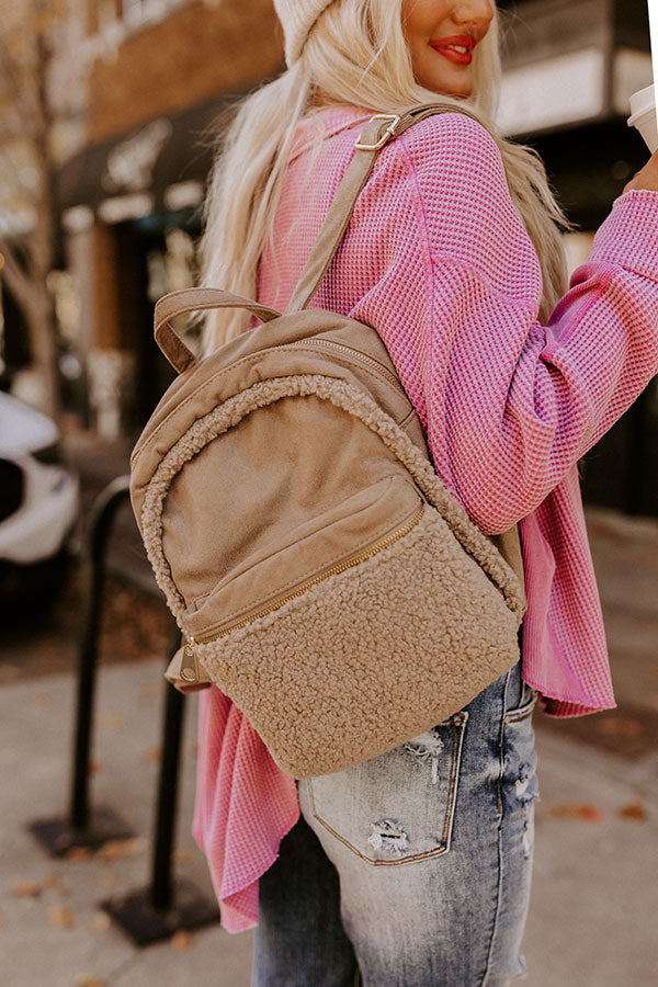 Autumn Color Sherpa Backpack In Taupe Image - 1