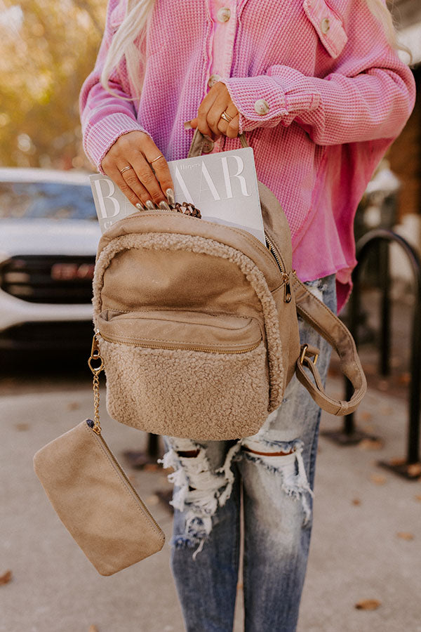 Autumn Color Sherpa Backpack In Taupe Image - 1