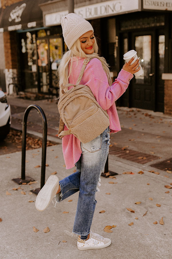 Autumn Color Sherpa Backpack In Taupe Image - 1