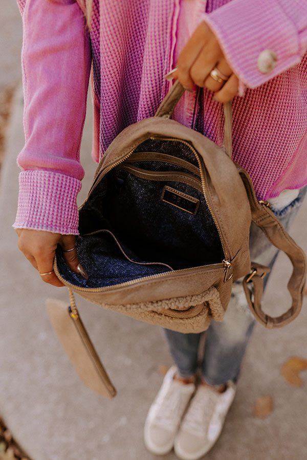 Autumn Color Sherpa Backpack In Taupe Image - 1