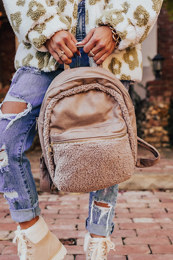 Autumn Color Sherpa Backpack In Taupe Image - 1