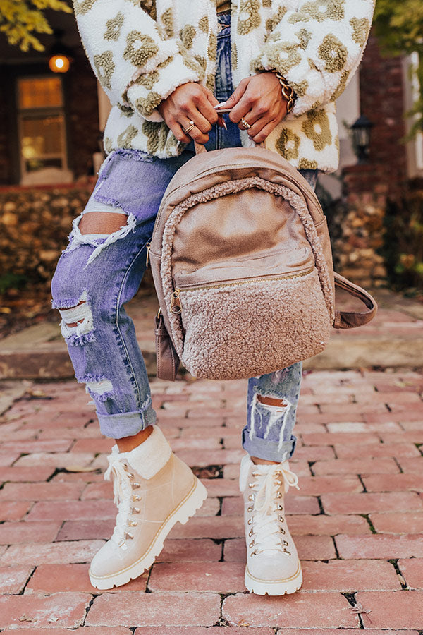 Autumn Color Sherpa Backpack In Taupe Image - 1
