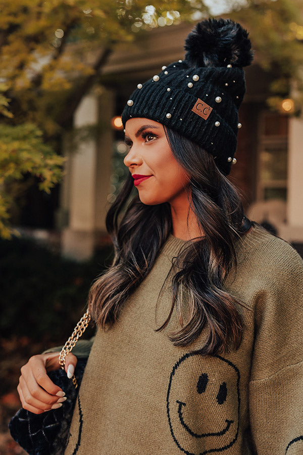 Cozy Zone Embellished Beanie In Black
