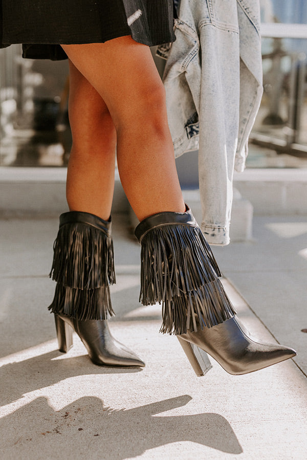 The Banks Faux Leather Fringe Boot In Black