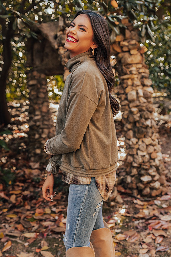 Autumn Color Sweater Top In Olive Image - 1