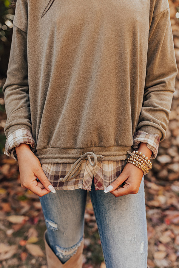 Autumn Color Sweater Top In Olive Image - 1