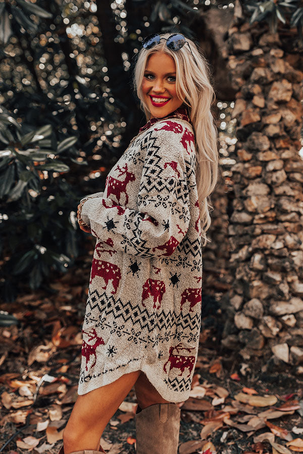 christmas sweater dress Tipsy Elves' Women's Gaudy Garland Cardigan Sweater Dress