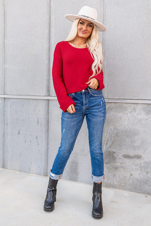 Weekend Coffee Run Sweater In Red