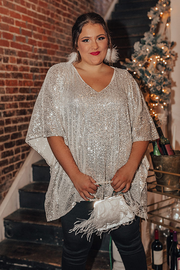 Unbeatable Sights Sequin Shift Tunic In Champagne Curves