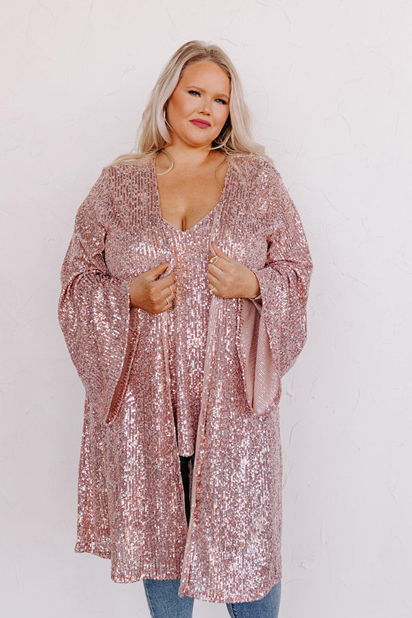 Gorgeous Glisten Sequin Overlay In Pink Curves Image - 2