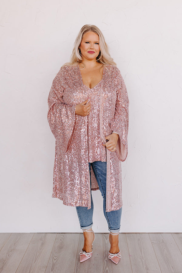Gorgeous Glisten Sequin Overlay In Pink Curves Image - 1