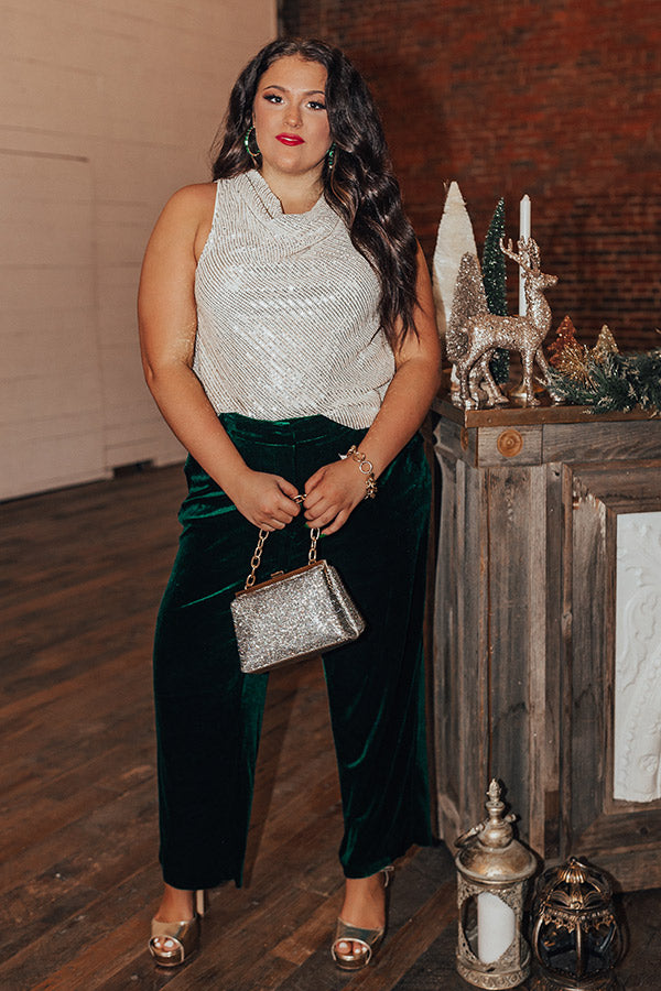 Beyond Romance Sequin Top In Champagne Curves