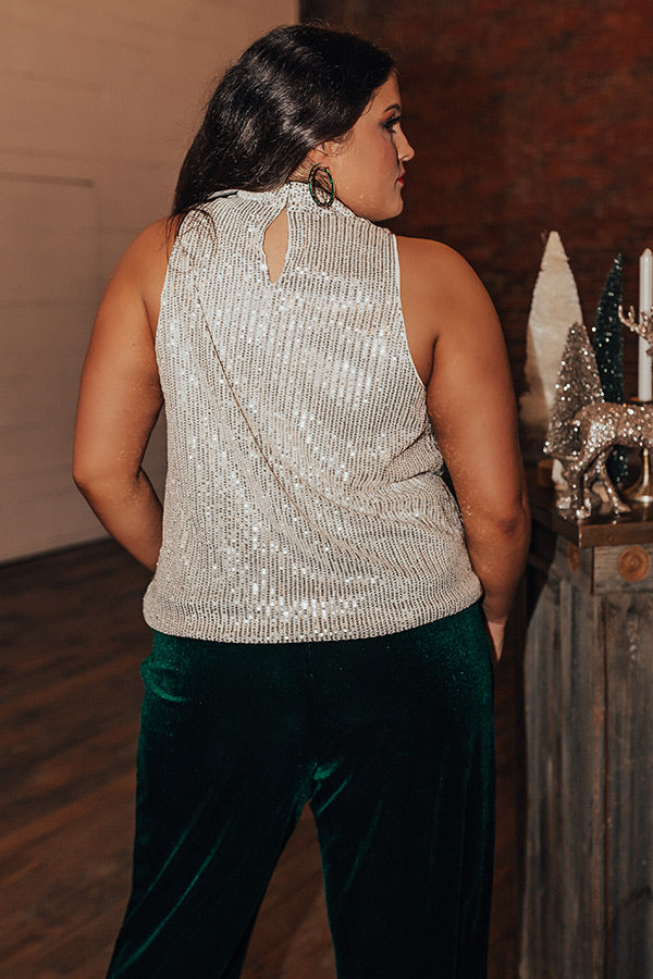 Beyond Romance Sequin Top In Champagne Curves