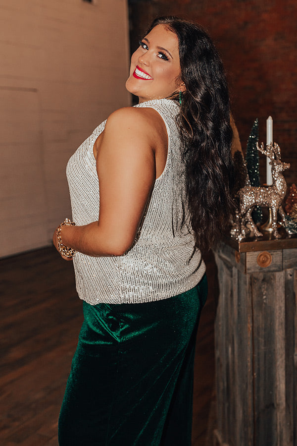 Beyond Romance Sequin Top In Champagne Curves