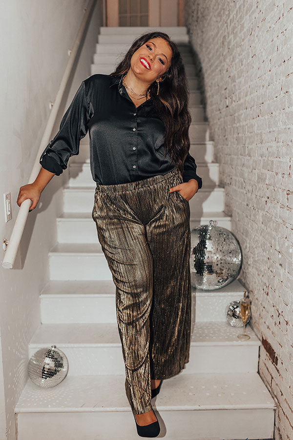 Endless Nights Pleated Pants In Gold • Impressions Online Boutique