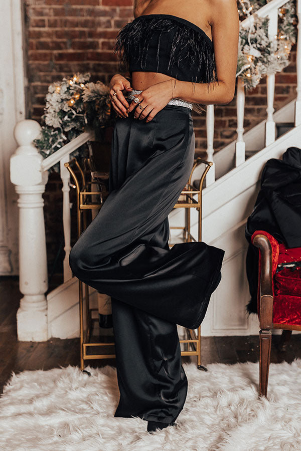 satin dress pants ladies Silk High Waist Bootcut Pants