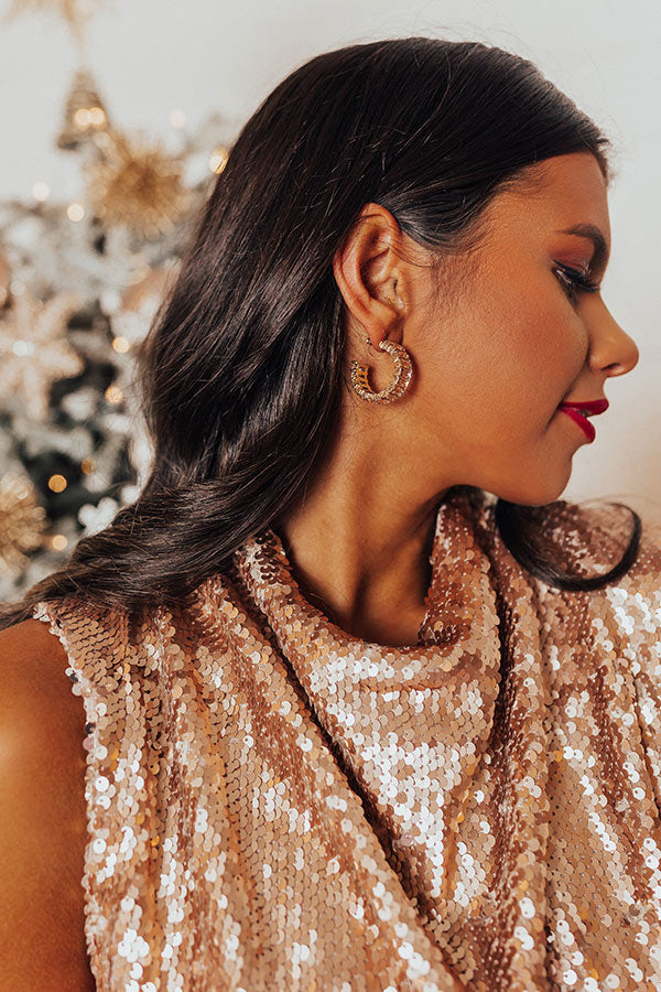 Vineyard Holiday Hoop Earrings in Champagne