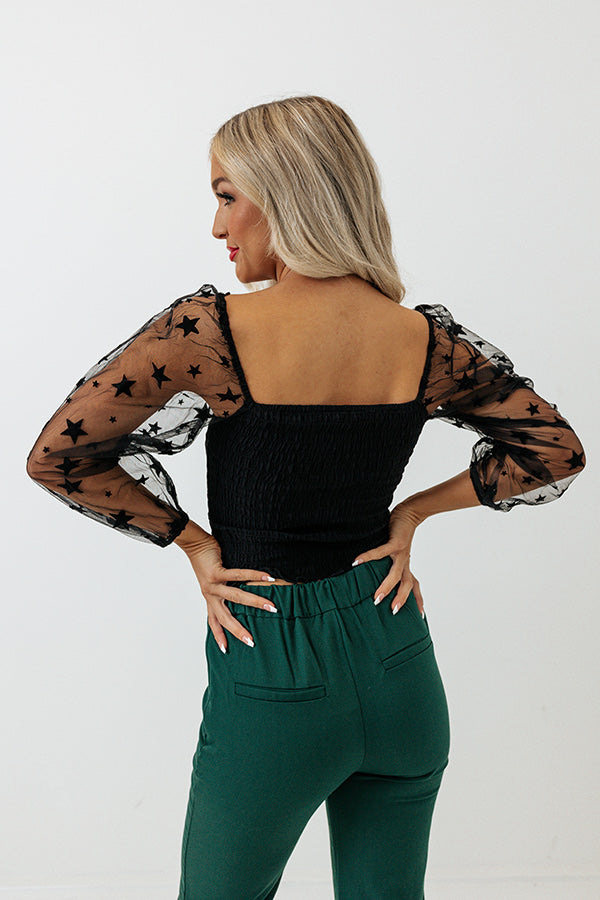 Watch The Stars Smocked Top In Black