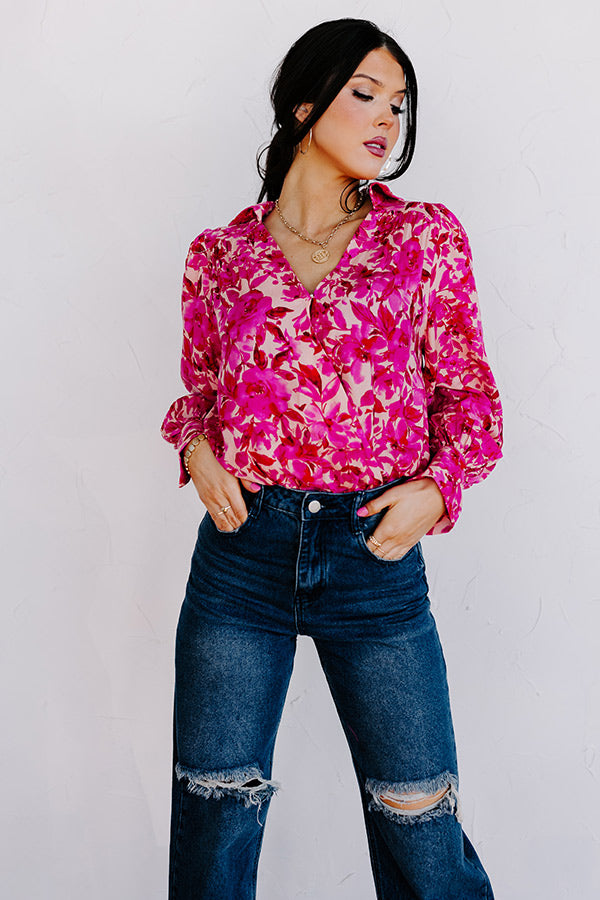ZARA Accessories Floral Print Wide Sleeve Velvet Bodysuit Blogger