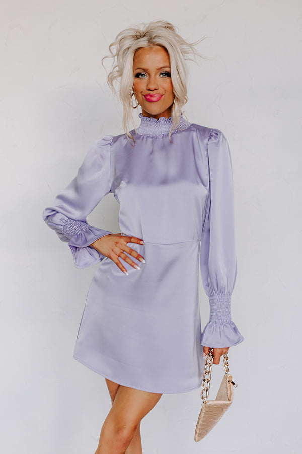 Spotlight Smile Satin Shift Dress in Lavender