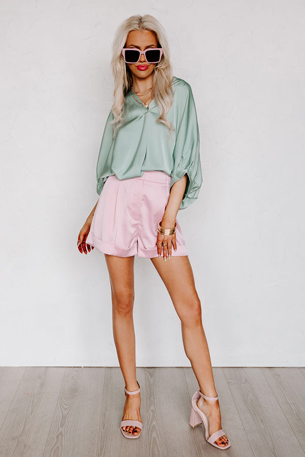 Never Outdone High Waist Shorts in Blush