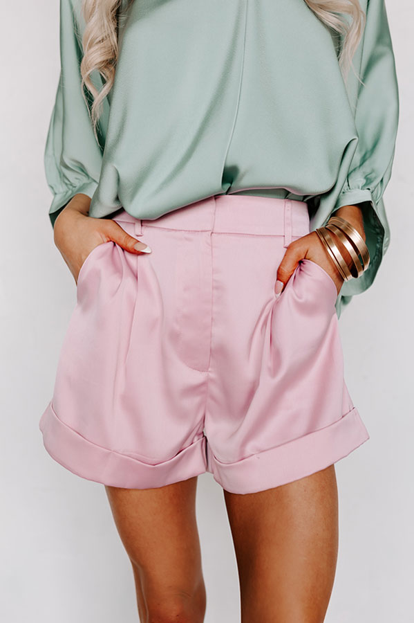 Never Outdone High Waist Shorts in Blush