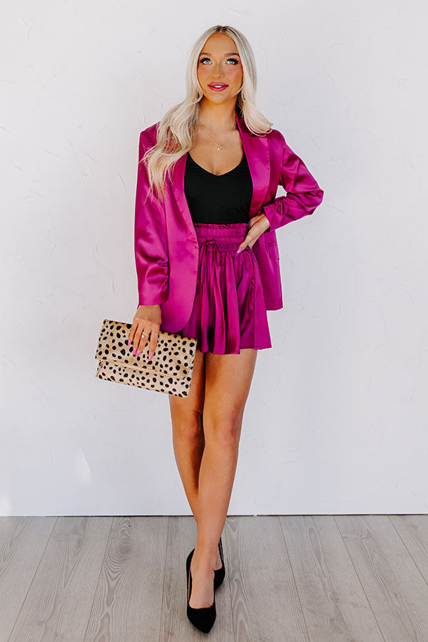 Iconic Crush High Waist Satin Shorts in Fuchsia